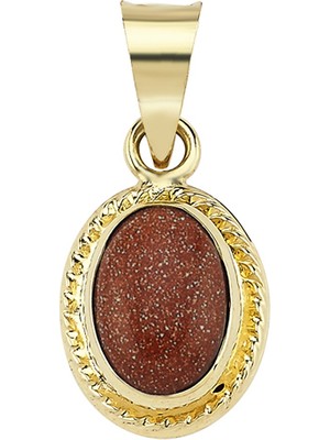 Altın Sepeti Altın Retro Bordo Renk Kolye Ucu