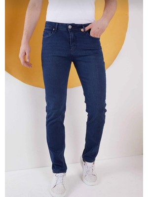 Lina Trend Erkek Lacivert Düz Klasik Rahat Kesim Slim Fit Likralı Kot Jeans