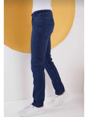 Lina Trend Erkek Lacivert Düz Klasik Rahat Kesim Slim Fit Likralı Kot Jeans