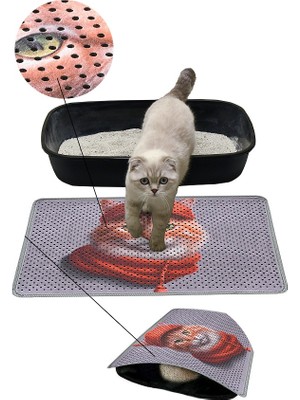 Karmat Kedi Kumu Paspası, Kedi Tuvaleti Paspası, Delikli Kedi Paspası-40*60