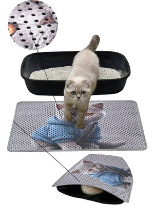 Karmat Kedi Kumu Paspası, Kedi Tuvaleti Paspası, Delikli Kedi Paspası-40*60