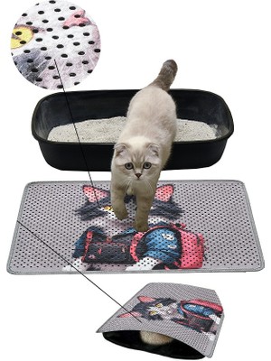 Karmat Kedi Kumu Paspası, Delikli Kedi Tuvaleti Paspası, Resimli Kedi Paspası-40*60
