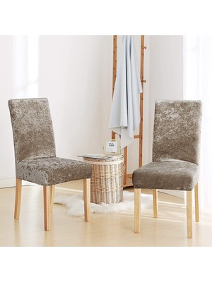 Uy Style Tekstil Uy Style Kadife Sandalye Kılıfı ,sandalye Örtüsü Lastikli , 6 Adet