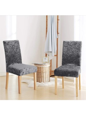 Uy Style Tekstil Uy Style Kadife Sandalye Kılıfı ,sandalye Örtüsü Lastikli , 6 Adet