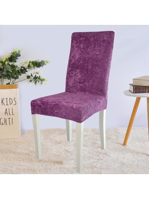 Uy Style Tekstil Uy Style Kadife Sandalye Kılıfı ,sandalye Örtüsü Lastikli , 6 Adet