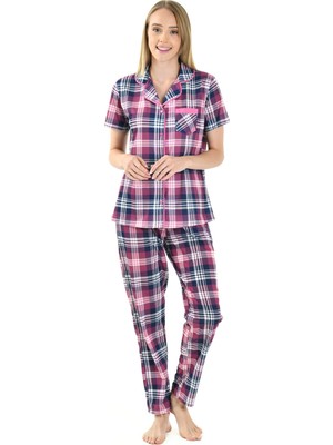 Gömlek Yaka Desenli Kadın Pijama Takımı
