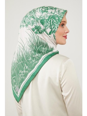 Lêvi D'or Yeşil Sazlık Desen Trend Twill Eşarp