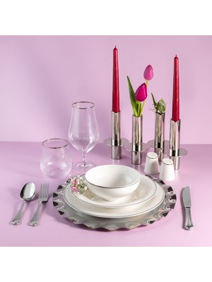 Jumbo Bright Platin 60 Parça Bone Porselen Yemek Takımı, 12 Kişilik – Platin Renkli, Zarif ve Sade Tasarım