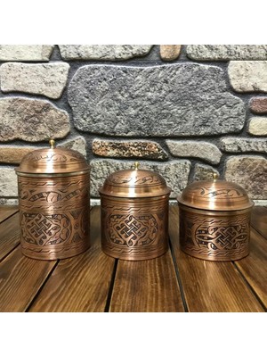 Efemir İşlemeli Bakır Baharat Seti