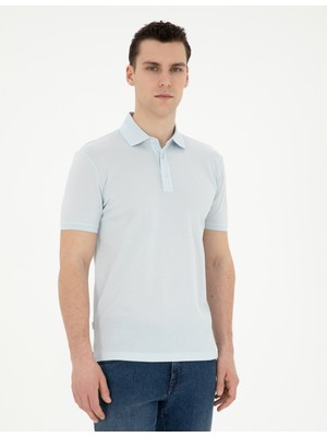 Pierre Cardin Erkek Açık Mavi Slim Fit Merserize Tişört 50288947-VR095