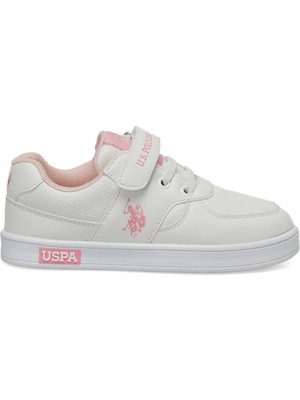 U.S. Polo Assn. Beyaz Kız Çocuk Sneaker CAMERON 4FX Suni Deri Düz Taban Modelleri