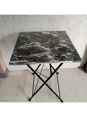 Oasis Stone Diamond Grey Gerçek Mermer Yemek Masası 60 x 60 cm