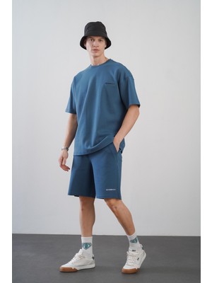 King Brich Baskılı Oversize Kalıp Unisex Şort Takım