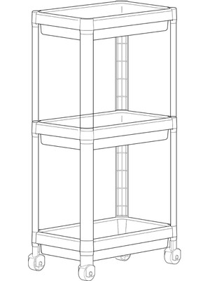 Mowo Home 3 Katlı Tekerlekli Düzenleyici Raf Gri, Banyo Dolabı, Mutfak Rafı, Düzenleyici, Organizer Raf