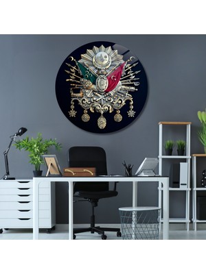 Yuvarlak Temperli Gerçek Cam Tablo Osmanlı Tuğrası Arması