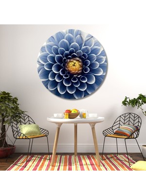 Yuvarlak Temperli Gerçek Cam Tablo Yakın Çekim Yıldız Çiçeği