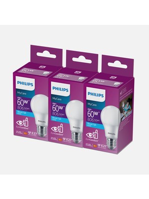 Philips Essential 60 W Beyaz Klasik E27 Duy 3'lü LED Ampul