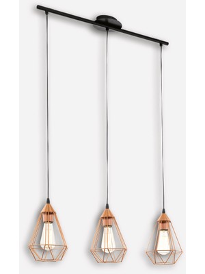 Eglo Vintage Serisi Tarbes Metal Üçgen 3'lü Vintage Sarkıt