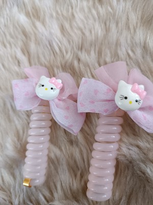 Efna Store 2 Li Hello Kitty Figürlü Fiyonk Burgu Yaylı Makarna Toka(2 Adet)