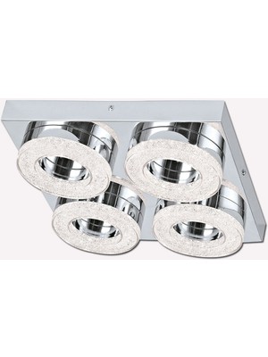 Eglo Fradelo 4 W Ledli LED Duy Yuvarlak Sıvaaltı Spot 4 Adet Gümüş