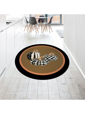 Viyana Home Dijital Baskılı Kaymaz Taban Yıkanabilir Yuvarlak Mutfak Halısı Yolluk, V-Y-Mutfak-13-Kahve,
