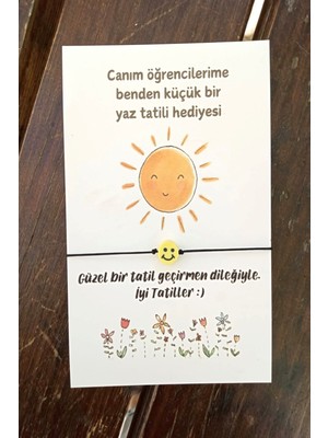 Emtory Home 10 Adet Yaz Tatili Emoji Bileklik Hediye - Kuşe Kartlı - Okul Hediyesi - Şans Bilekliği