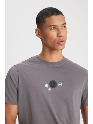 Lee Bisiklet Yaka T-Shirt Anthracite