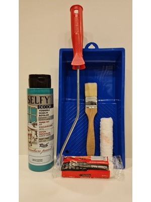 Rich Selfy Decor Kendinden Vernikli Boya Seti Hawai Mavi 500 cc Su Bazlı Kullanıma Hazır