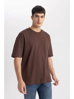 Defacto Erkek Kahverengi Tişört - T3661AZ/BN497