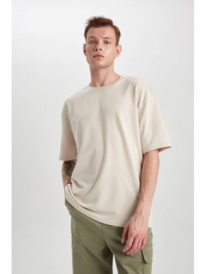 Defacto Erkek Kahverengi Tişört - X3926AZ/BG700