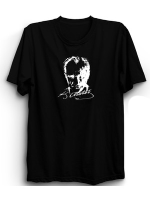 The Fame Mustafa Kemal Atatürk, Imzalı Portre, Beyaz Baskılı, Pamuk Tişört