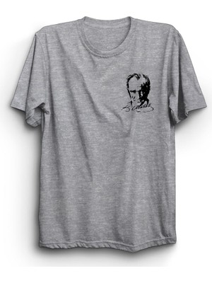 The Fame Mustafa Kemal Atatürk, Imzalı Portre Logo, Beyaz Baskılı, Pamuk Tişört