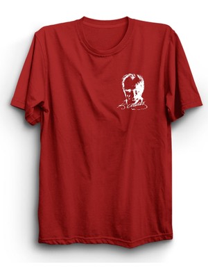 The Fame Mustafa Kemal Atatürk, Imzalı Portre Logo, Beyaz Baskılı, Pamuk Tişört
