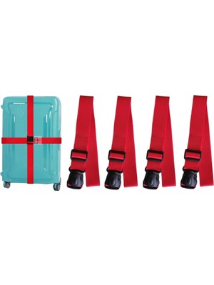 Sar Valiz Bavul Emniyet Kemeri 4 Adet Kırmızı