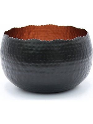 Greenmall Febris Metal Saksı Orta Boy Bronz Siyah