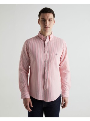Gant Erkek Pembe Regular Fit Klasik Yaka Çizgili Gömlek 3824157T.662