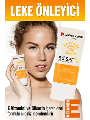 Pierre Cardin Yüksek UV Korumalı Koyu Leke Önleyici Güneş Kremi SPF 50 Tüm Cilt Tipleri İçin 50 ml