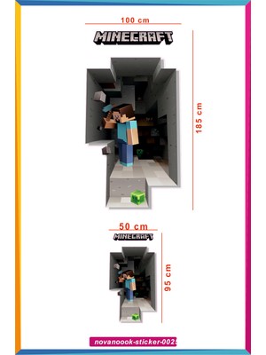 Nova Noook Minecraft Figür Cam Duvar 3D Sticker (STİCKER-00255)