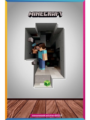 Nova Noook Minecraft Figür Cam Duvar 3D Sticker (STİCKER-00255)