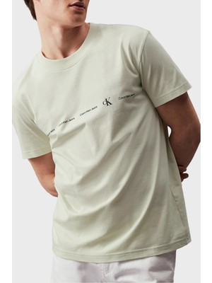 Calvin Klein Logolu Bisiklet Yaka Regular Fit Pamuklu Jarse T Shirt J30J324668CGA Erkek T Shirt J30J324668 Cga