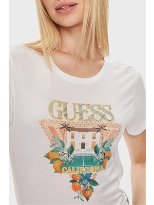 Guess Ss Mansion Pamuklu Bisiklet Yaka T Shirt W4GI53K9SN1 Kadın T Shirt W4GI53 K9SN1 G011