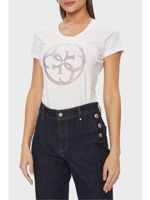 Guess Ss Cn 4g Logo Pamuklu Slim Fit T Shirt W4GI29J1314 Kadın T Shirt W4GI29 J1314 G011