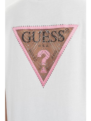 Guess Ss Cn Mesh Triangle Pamuklu Relaxed Fit T Shirt W4GI35JA914 Kadın T Shirt W4GI35 JA914 G011