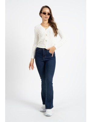 Rtd & Vld Rtd&vld Kadın VT112 Örgü Desen Triko Hırka Beyaz