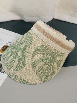 Tezzgelsin Kadın Yaprak Desenli Hasır Vizör Şapka