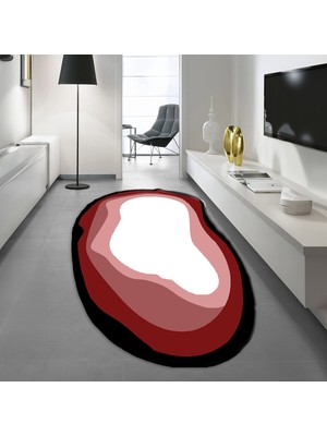 Viyana Home Dijital Baskılı Kaymaz Taban Yıkanabilir Lazer Kesim Salon Halısı Yolluk, V-Lazer-14-Kırmızı,