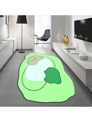 Viyana Home Dijital Baskılı Kaymaz Taban Yıkanabilir Lazer Kesim Salon Halısı Yolluk, V-Lazer-13-Yeşil,
