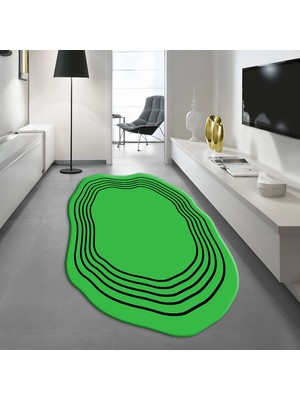 Viyana Home Dijital Baskılı Kaymaz Taban Yıkanabilir Lazer Kesim Salon Halısı Yolluk, V-Lazer-18-Yeşil,