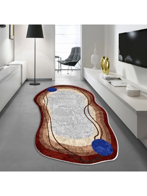 Viyana Home Dijital Baskılı Kaymaz Taban Yıkanabilir Lazer Kesim Salon Halısı Yolluk, V-Lazer-27-Renkli,