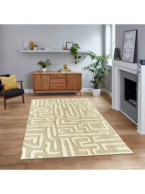 Viyana Home Dijital Baskılı Kaymaz Taban Yıkanabilir Sade Desen Yolluk Mutfak Salon Halısı, V-Sade-09-Bej,